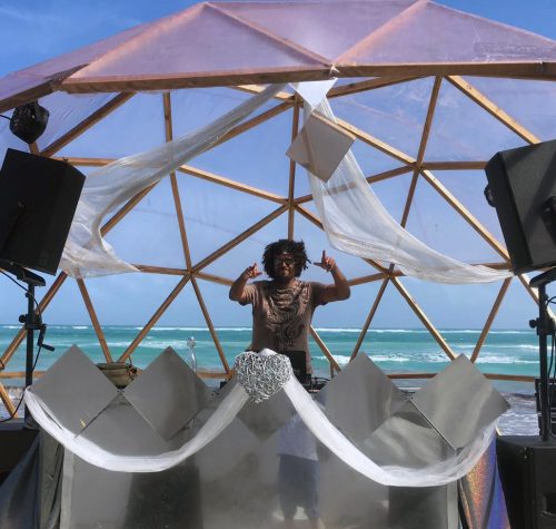DJ under GeoDome, Papaya Playa Project, 2020